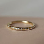 Golden Round Cut White Sapphire Wedding Band For Women Belovegrace