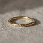 Minimalist Golden Flush Setting Round Cut Stackable Wedding Band Ring