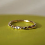 Golden Round Cut White Sapphire Wedding Band For Women Belovegrace
