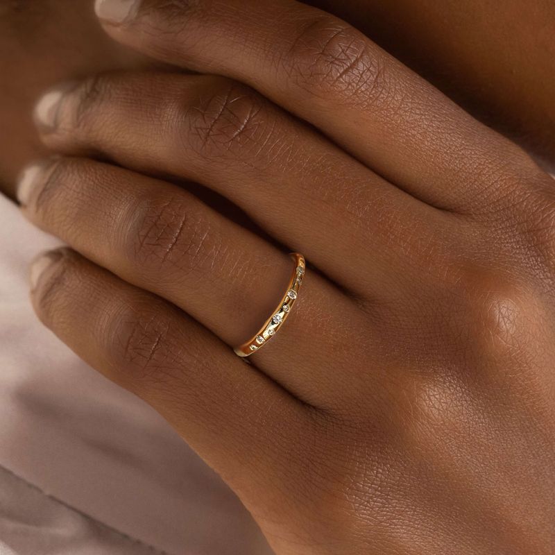 Golden Round Cut White Sapphire Wedding Band For Women Belovegrace