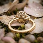 Classic Three Stone Oval Cut White Sapphire Engagement Ring In Yellow Gold
