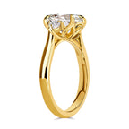 Three Stone Golden Oval Cut White Sapphire Engagement Ring For Women Belovegrace