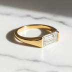 Classic Bezel Setting Emerald Cut White Sapphire Engagement Ring For Women Belovegrace