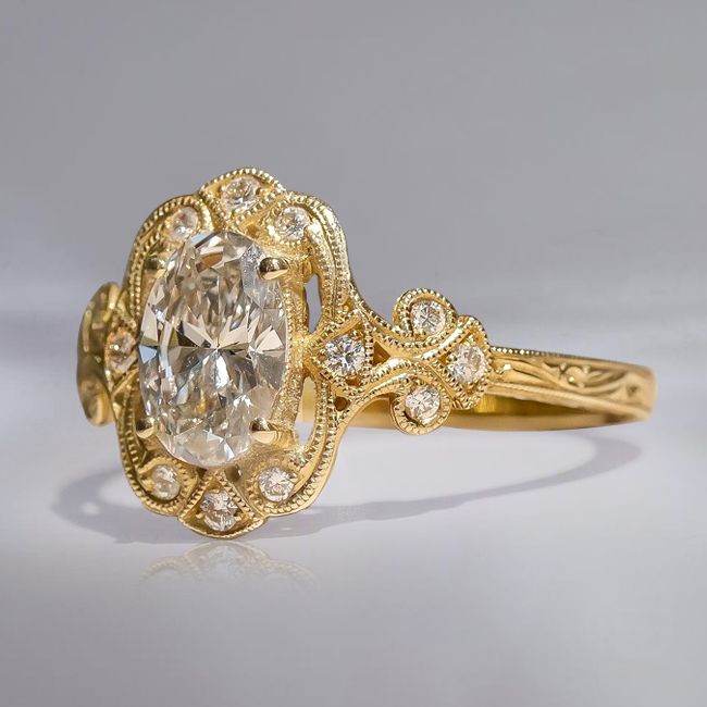 Vintage Golden Oval Cut White Sapphire Engagement Ring For Women Belovegrace