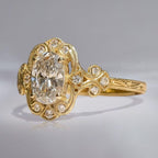 Vintage Golden Oval Cut White Sapphire Engagement Ring For Women Belovegrace