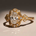 Vintage Golden Oval Cut White Sapphire Engagement Ring For Women Belovegrace