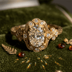 Art Deco Filigree Engraving Oval Cut White Sapphire Engagement Ring In Yellow Gold