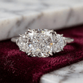 Elegant Three Stone Cushion Cut White Sapphire Engagement Ring