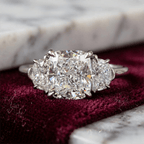 Elegant Three Stone Cushion Cut White Sapphire Engagement Ring