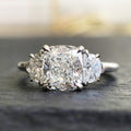Three Stone Cushion Cut White Sapphire Engagement Ring For Women Belovegrace