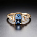 Vintage Golden Cushion Cut Blue Sapphire Engagement Ring For Women Belovegrace