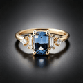 Vintage Three-Stone Cushion Cut London Blue Topaz Engagement Ring
