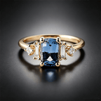 Vintage Three-Stone Cushion Cut London Blue Topaz Engagement Ring