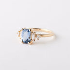 Vintage Golden Cushion Cut Blue Sapphire Engagement Ring For Women Belovegrace