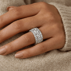 Luxury Triple Row Cushion Cut White Sapphire Eternity Wedding Band For Women
