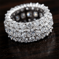 Luxury Triple Row Cushion Cut White Sapphire Eternity Wedding Band For Women