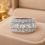 Luxury Triple Row Cushion Cut White Sapphire Eternity Wedding Band For Women