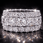 Luxury Triple Row Cushion Cut Moissanite Eternity Wedding Band For Women