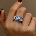 Art Deco Pear Shaped Blue Sapphire Engagement Ring For Women Belovegrace