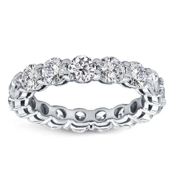 Classic Eternity Round Cut White Sapphire Wedding Band For Women Belovegrace