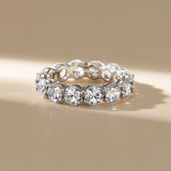 Classic Eternity Round Cut White Sapphire Wedding Band For Women Belovegrace