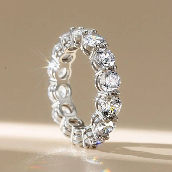 Classic Eternity Round Cut White Sapphire Wedding Band For Women Belovegrace