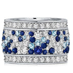 Eternity Multi Row Round Cut Blue & White Sapphire Wedding Band For Women Belovegrace
