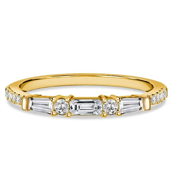 Classic Half Eternity Baguette & Round Cut White Sapphire Wedding Band For Women Belovegrace