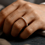 Classic Baguette & Round Cut White Sapphire Wedding Band Ring In Yellow Gold