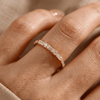 Classic Baguette & Round Cut White Sapphire Wedding Band Ring In Yellow Gold