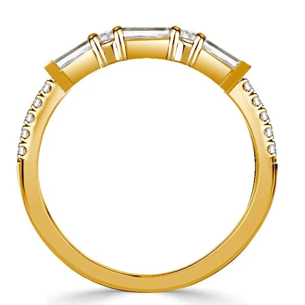 Classic Half Eternity Baguette & Round Cut White Sapphire Wedding Band For Women Belovegrace