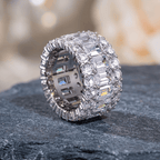High-End Double Layer Emerald & Round Cut White Sapphire Eternity Wedding Band For Women