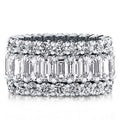 Classic Eternity Multi Row Emerald & Round Cut White Sapphire Wedding Band For Women Belovegrace