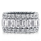 Classic Eternity Multi Row Emerald & Round Cut White Sapphire Wedding Band For Women Belovegrace