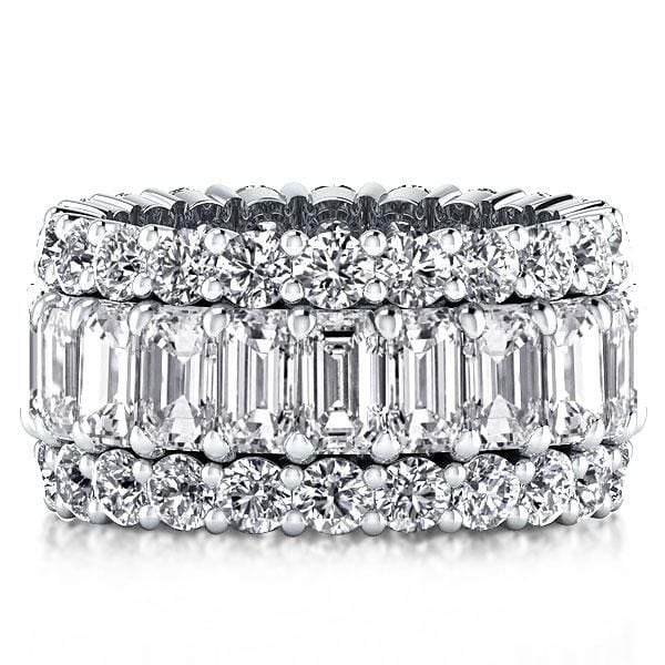 Classic Eternity Multi Row Emerald & Round Cut White Sapphire Wedding Band For Women Belovegrace