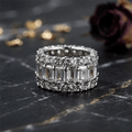 High-End Double Layer Emerald & Round Cut White Sapphire Eternity Wedding Band For Women