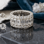 High-End Double Layer Emerald & Round Cut White Sapphire Eternity Wedding Band For Women