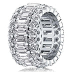 Classic Eternity Multi Row Emerald & Round Cut White Sapphire Wedding Band For Women Belovegrace
