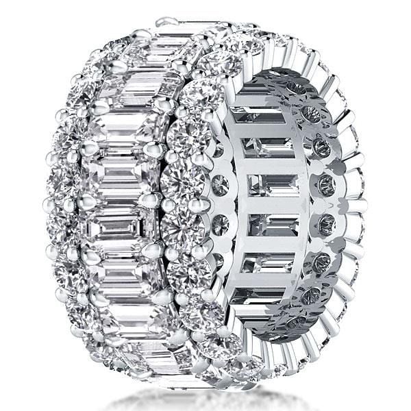 Classic Eternity Multi Row Emerald & Round Cut White Sapphire Wedding Band For Women Belovegrace