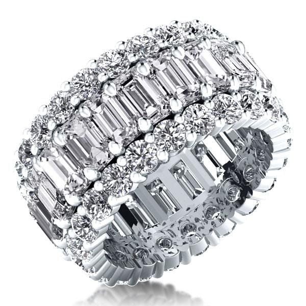 Classic Eternity Multi Row Emerald & Round Cut White Sapphire Wedding Band For Women Belovegrace