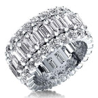 Classic Eternity Multi Row Emerald & Round Cut White Sapphire Wedding Band For Women Belovegrace