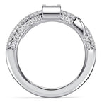 Unique Micro Pave Round & Baguette Cut Engagement Ring For Women Belovegrace