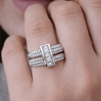 Multi-Layer Wrap Design Round & Baguette Cut Moissanite Engagement Ring