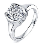 Classic Half-bezel White Sapphire Cushion Cut Engagement Ring For Women Belovegrace