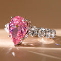 Classic Pear Cut Pink Sapphire Eternity Band Engagement Ring For Women Belovegrace