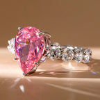 Classic Pear Cut Pink Sapphire Eternity Band Engagement Ring For Women Belovegrace