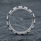 Alternating Blue & White Sapphire Round Cut Eternity Band Ring For Women
