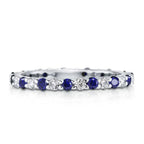 Classic Eternity Round Cut White & Blue Sapphire Wedding Band For Women Belovegrace