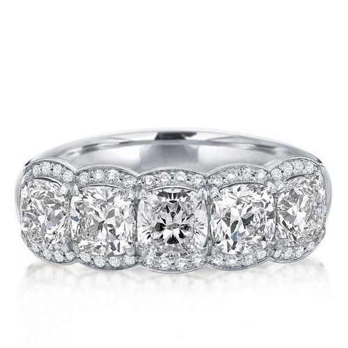 Halo Cushion Cut White Sapphire Half Eternity Wedding Band For Women Belovegrace