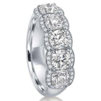 Halo Cushion Cut White Sapphire Half Eternity Wedding Band For Women Belovegrace